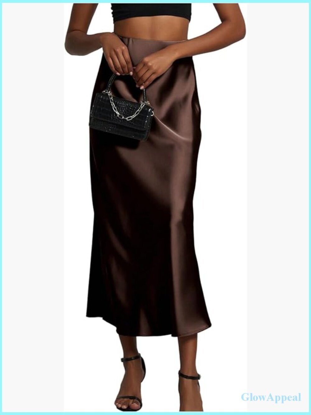 Satin High Waisted Maxi Skirt A-Line Office Skirt